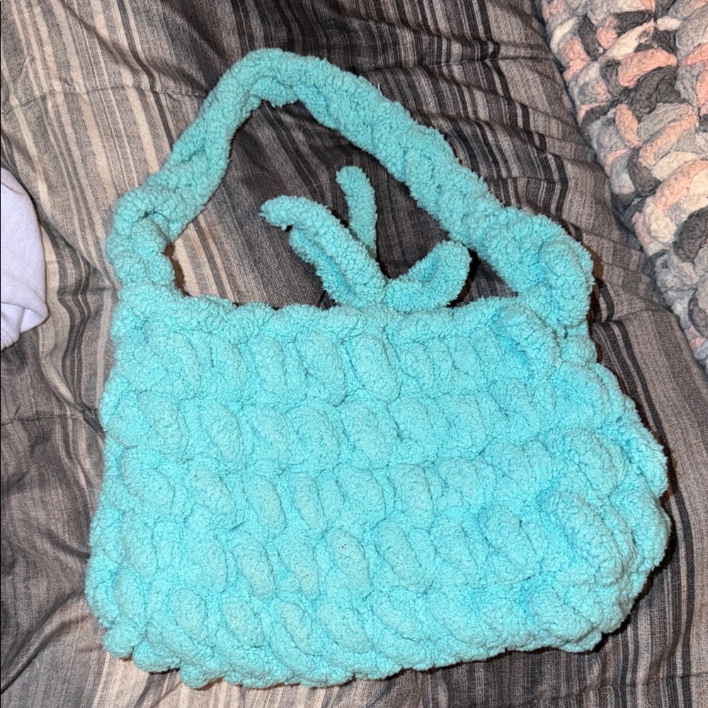 Cozy Blue Women's crocheted Handbag